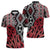 New Zealand Zipper Polo Shirt Aotearoa Kowhaiwhai Mix Taniko Art - Red - Polynesian Pride