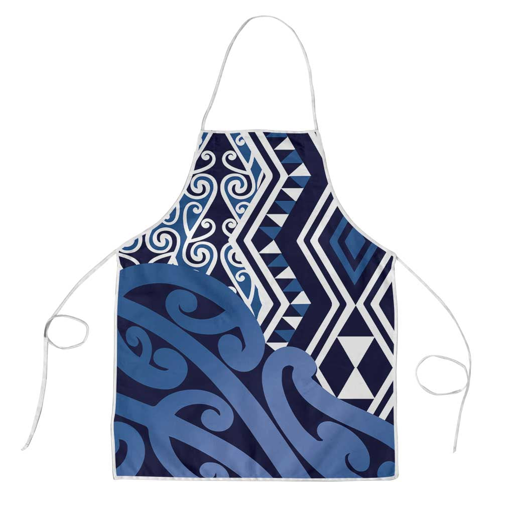 New Zealand Apron Aotearoa Kowhaiwhai Mix Taniko Art - Blue - Polynesian Pride