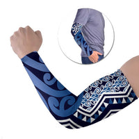 New Zealand Arm Sleeves Aotearoa Kowhaiwhai Mix Taniko Art - Blue - Polynesian Pride