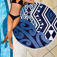 New Zealand Beach Blanket Aotearoa Kowhaiwhai Mix Taniko Art - Blue LT14 - Polynesian Pride