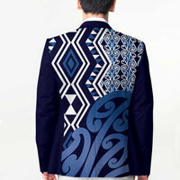 New Zealand Blazer Aotearoa Kowhaiwhai Mix Taniko Art - Blue - Polynesian Pride