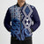 New Zealand Bomber Puffer Jacket Aotearoa Kowhaiwhai Mix Taniko Art - Blue - Polynesian Pride