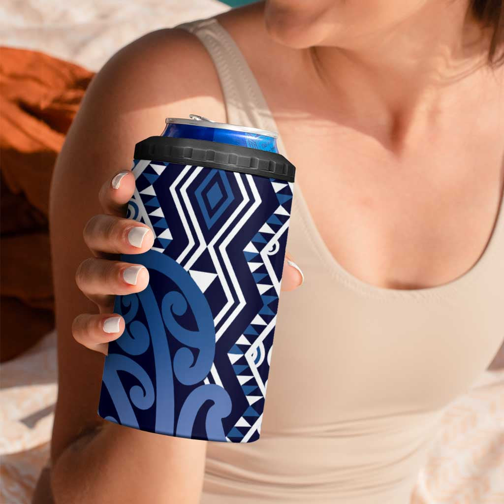 New Zealand 4 in 1 Can Cooler Tumbler Aotearoa Kowhaiwhai Mix Taniko Art - Blue LT14