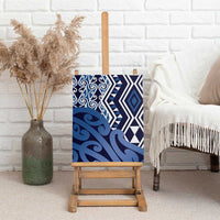 New Zealand Canvas Wall Art Aotearoa Kowhaiwhai Mix Taniko Art - Blue LT14 - Polynesian Pride