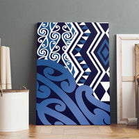 New Zealand Canvas Wall Art Aotearoa Kowhaiwhai Mix Taniko Art - Blue LT14 - Polynesian Pride