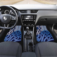 New Zealand Car Mats Aotearoa Kowhaiwhai Mix Taniko Art - Blue LT14 Set 2pcs - Front Blue - Polynesian Pride