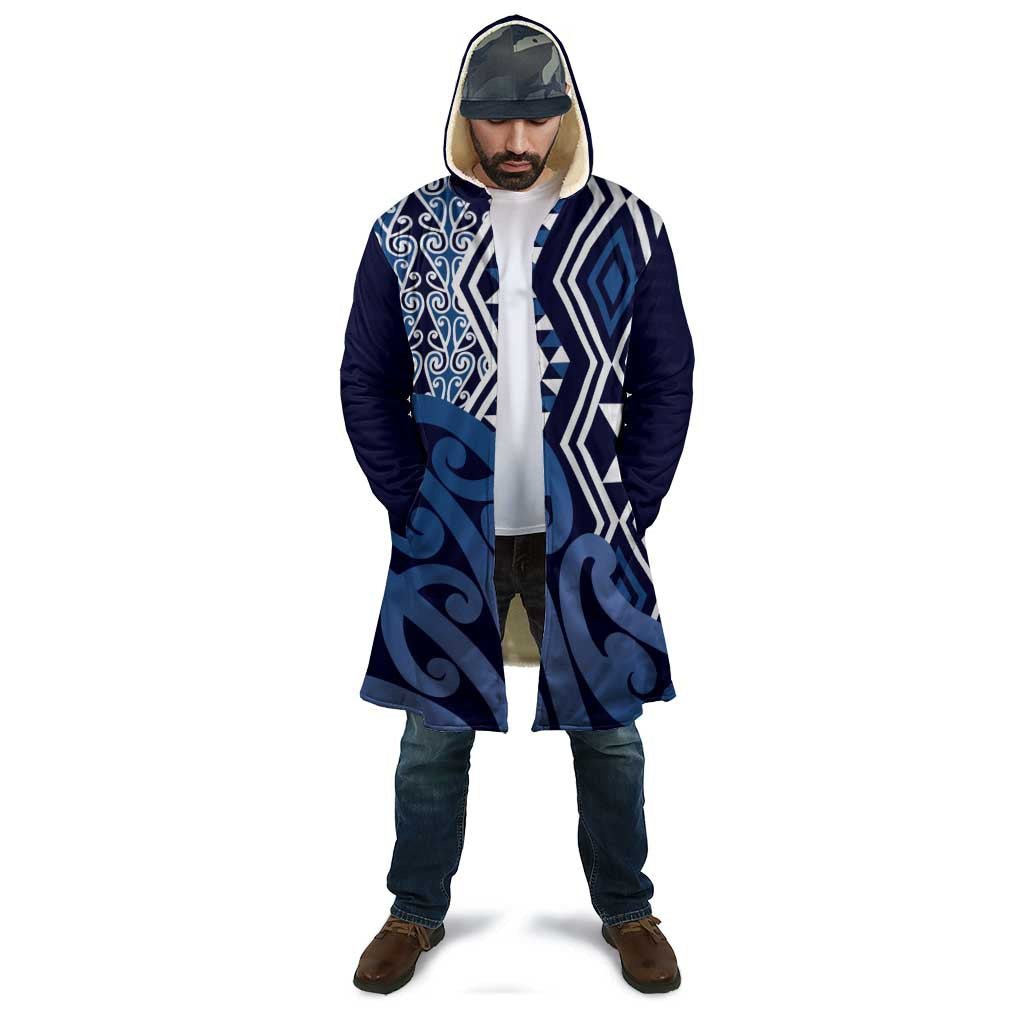 New Zealand Cloak Aotearoa Kowhaiwhai Mix Taniko Art - Blue - Polynesian Pride