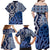 New Zealand Family Matching Off Shoulder Maxi Dress and Hawaiian Shirt Aotearoa Kowhaiwhai Mix Taniko Art - Blue