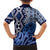 New Zealand Family Matching Off Shoulder Short Dress and Hawaiian Shirt Aotearoa Kowhaiwhai Mix Taniko Art - Blue