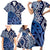 New Zealand Family Matching Short Sleeve Bodycon Dress and Hawaiian Shirt Aotearoa Kowhaiwhai Mix Taniko Art - Blue