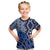 New Zealand Kid T Shirt Aotearoa Kowhaiwhai Mix Taniko Art - Blue