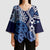 New Zealand Kimono Sleeve Blouse Aotearoa Kowhaiwhai Mix Taniko Art - Blue - Polynesian Pride