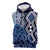 New Zealand Sleeveless Hoodie Aotearoa Kowhaiwhai Mix Taniko Art - Blue - Polynesian Pride