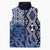 New Zealand Sleeveless Puffer Jacket Aotearoa Kowhaiwhai Mix Taniko Art - Blue - Polynesian Pride
