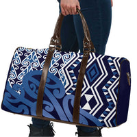 New Zealand Travel Bag Aotearoa Kowhaiwhai Mix Taniko Art - Blue - Polynesian Pride
