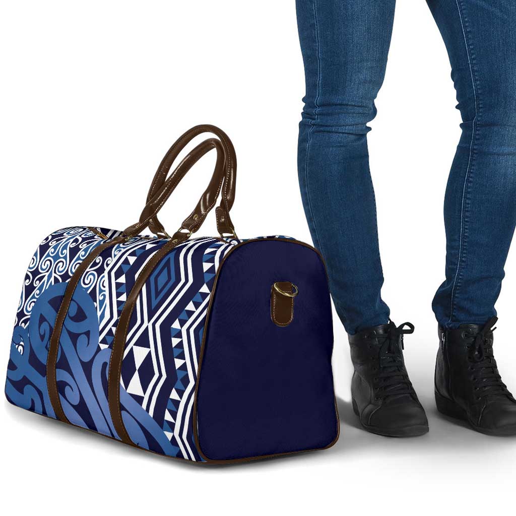 New Zealand Travel Bag Aotearoa Kowhaiwhai Mix Taniko Art - Blue - Polynesian Pride