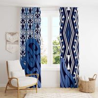 New Zealand Window Curtain Aotearoa Kowhaiwhai Mix Taniko Art - Blue LT14 - Polynesian Pride