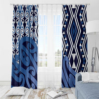New Zealand Window Curtain Aotearoa Kowhaiwhai Mix Taniko Art - Blue LT14 - Polynesian Pride