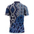 New Zealand Zipper Polo Shirt Aotearoa Kowhaiwhai Mix Taniko Art - Blue - Polynesian Pride