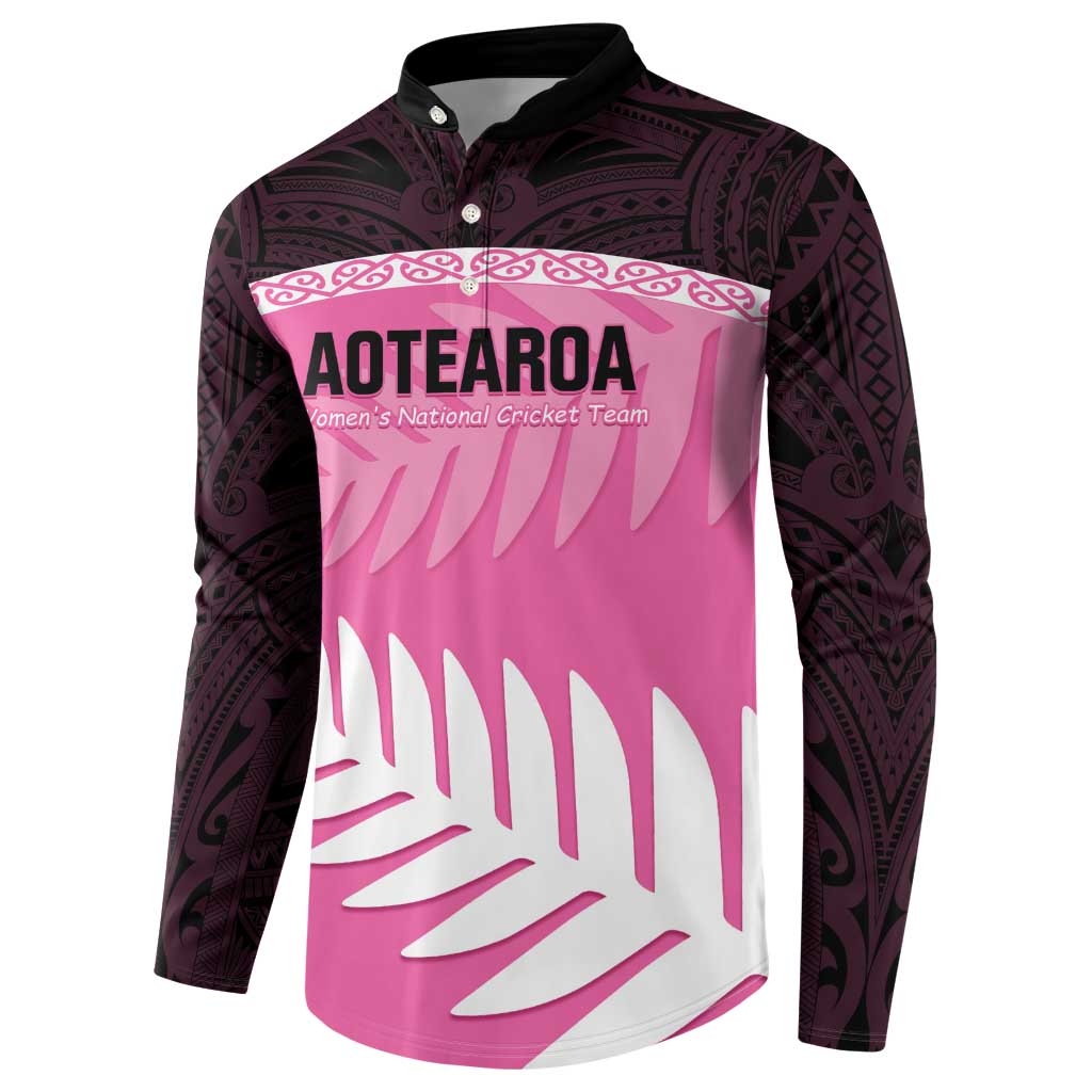 Custom New Zealand Aotearoa Cricket Button Sweatshirt Go White Silver Fern LT14 - Polynesian Pride