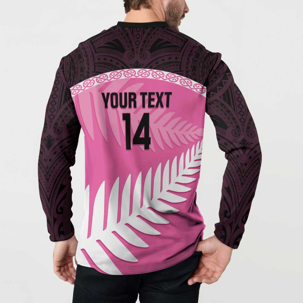 Custom New Zealand Aotearoa Cricket Button Sweatshirt Go White Silver Fern LT14 - Polynesian Pride