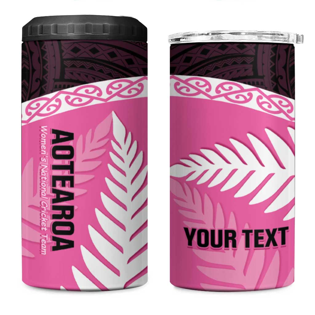 Personalised Aotearoa Cricket 4 in 1 Can Cooler Tumbler Go White Silver Fern LT14 One Size: 16 oz Pink - Polynesian Pride