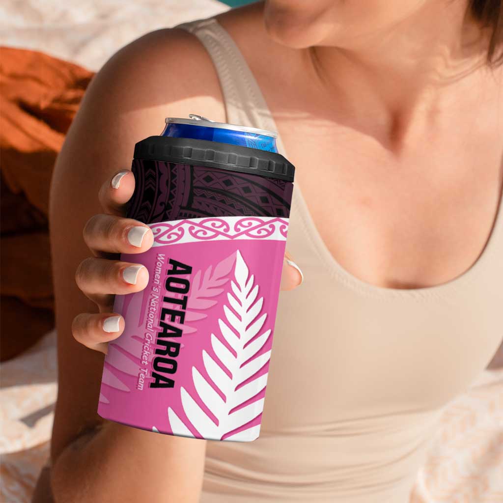 Personalised Aotearoa Cricket 4 in 1 Can Cooler Tumbler Go White Silver Fern LT14 - Polynesian Pride