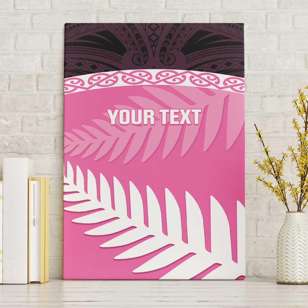Custom New Zealand Aotearoa Cricket Canvas Wall Art Go White Silver Fern LT14 Without Frame Pink - Polynesian Pride