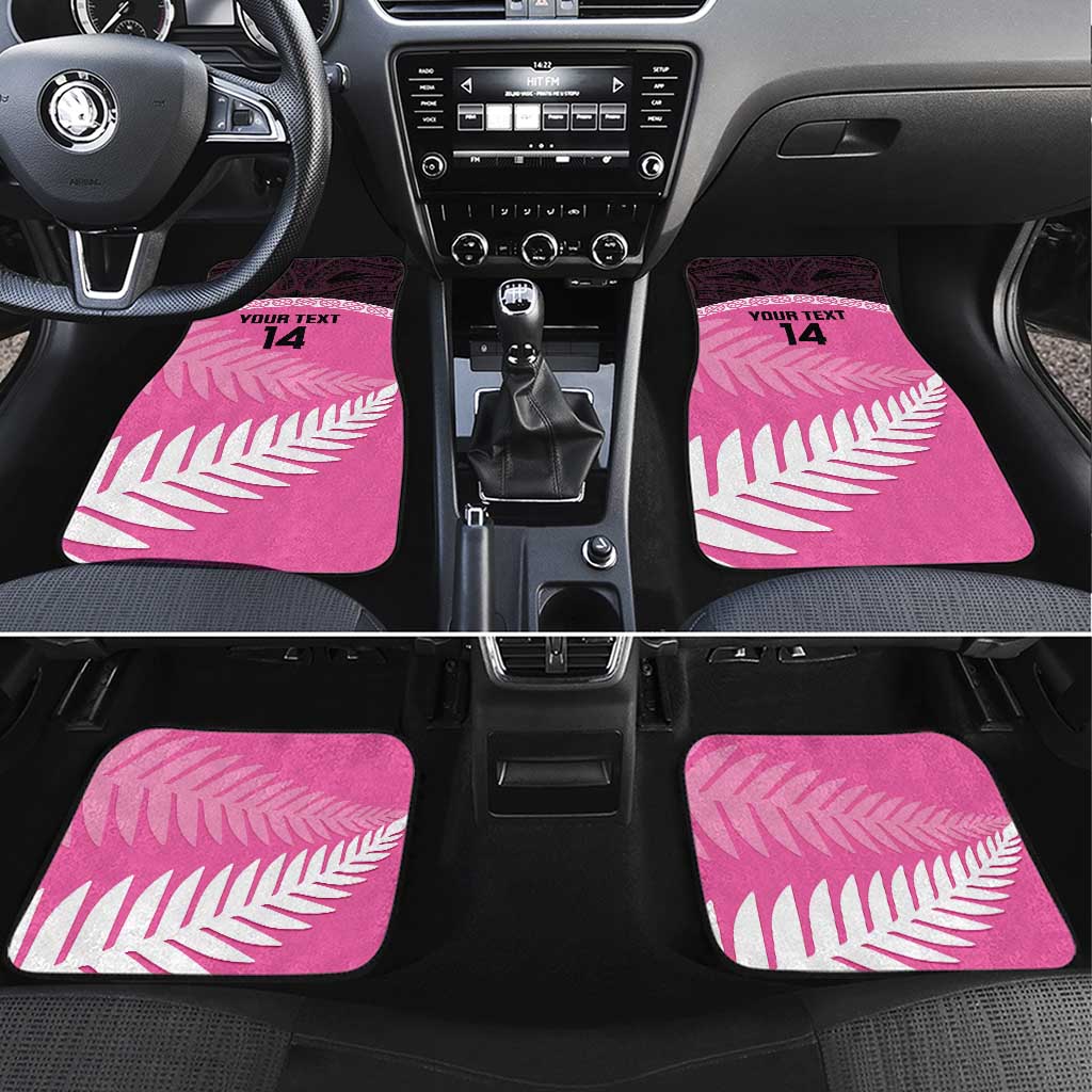 Custom New Zealand Aotearoa Cricket Car Mats Go White Silver Fern LT14 Set 4pcs Pink - Polynesian Pride