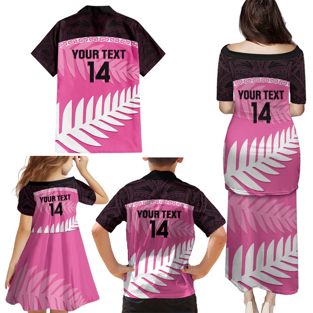 Custom New Zealand Aotearoa Cricket Family Matching Puletasi and Hawaiian Shirt Go White Silver Fern