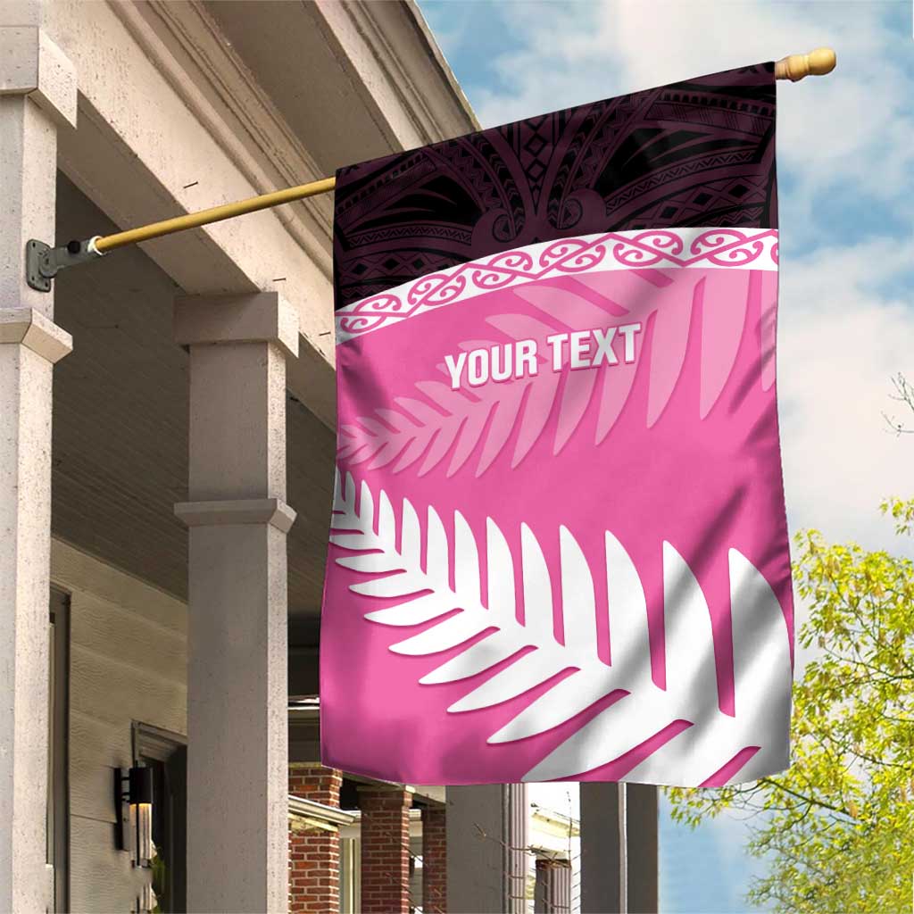 Custom New Zealand Aotearoa Cricket Garden Flag Go White Silver Fern LT14 House Flag Pink - Polynesian Pride