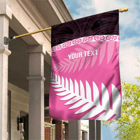Custom New Zealand Aotearoa Cricket Garden Flag Go White Silver Fern LT14 House Flag Pink - Polynesian Pride