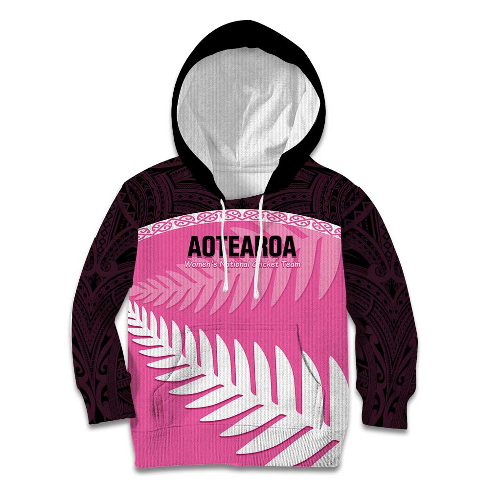 Custom New Zealand Aotearoa Cricket Kid Hoodie Go White Silver Fern