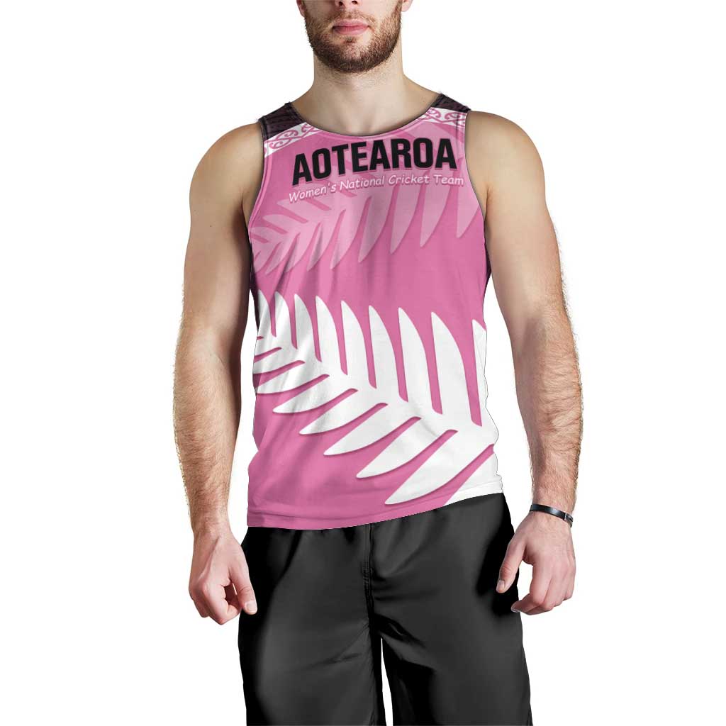 Custom New Zealand Aotearoa Cricket Men Tank Top Go White Silver Fern LT14 - Polynesian Pride