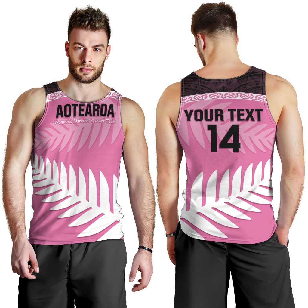 Custom New Zealand Aotearoa Cricket Men Tank Top Go White Silver Fern LT14 - Polynesian Pride