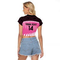 Custom New Zealand Aotearoa Cricket Raglan Cropped T Shirt Go White Silver Fern LT14 - Polynesian Pride