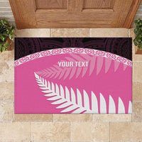 Custom New Zealand Aotearoa Cricket Rubber Doormat Go White Silver Fern LT14 Pink - Polynesian Pride