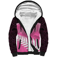 Custom New Zealand Aotearoa Cricket Sherpa Hoodie Go White Silver Fern LT14 Unisex Pink - Polynesian Pride