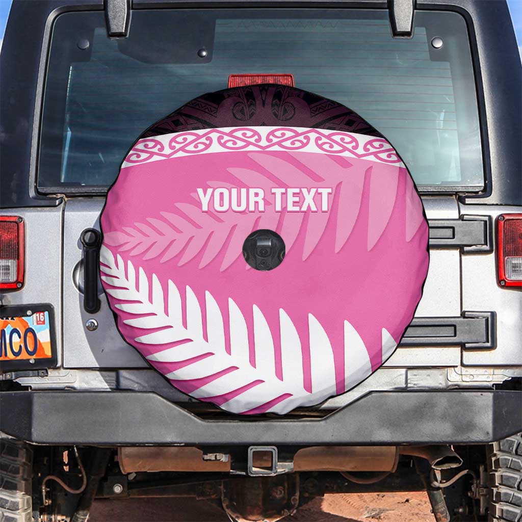 Custom New Zealand Aotearoa Cricket Spare Tire Cover Go White Silver Fern LT14 Pink - Polynesian Pride