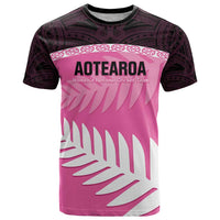 Custom New Zealand Aotearoa Cricket T Shirt Go White Silver Fern LT14 Pink - Polynesian Pride
