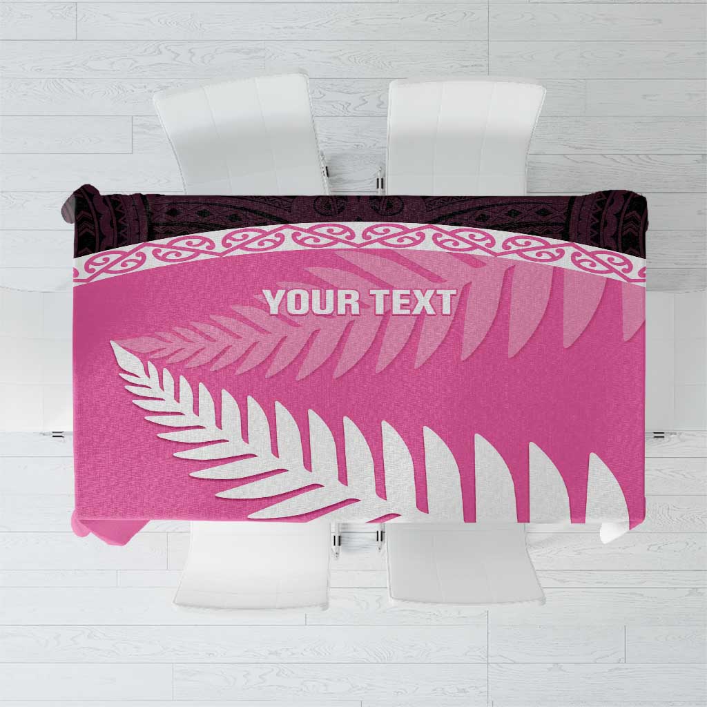 Custom New Zealand Aotearoa Cricket Tablecloth Go White Silver Fern LT14 Pink - Polynesian Pride