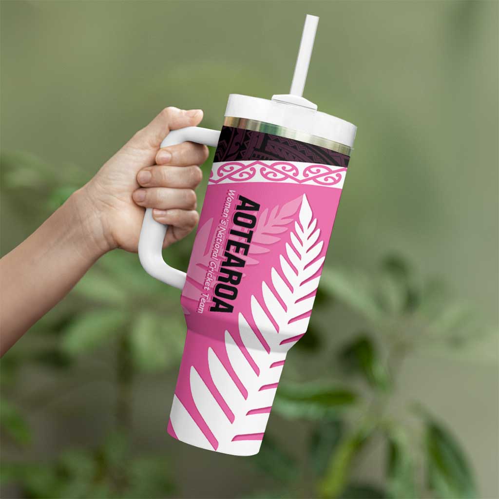 Personalised Aotearoa Cricket Tumbler With Handle Go White Silver Fern LT14 - Polynesian Pride