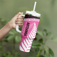 Personalised Aotearoa Cricket Tumbler With Handle Go White Silver Fern LT14 - Polynesian Pride