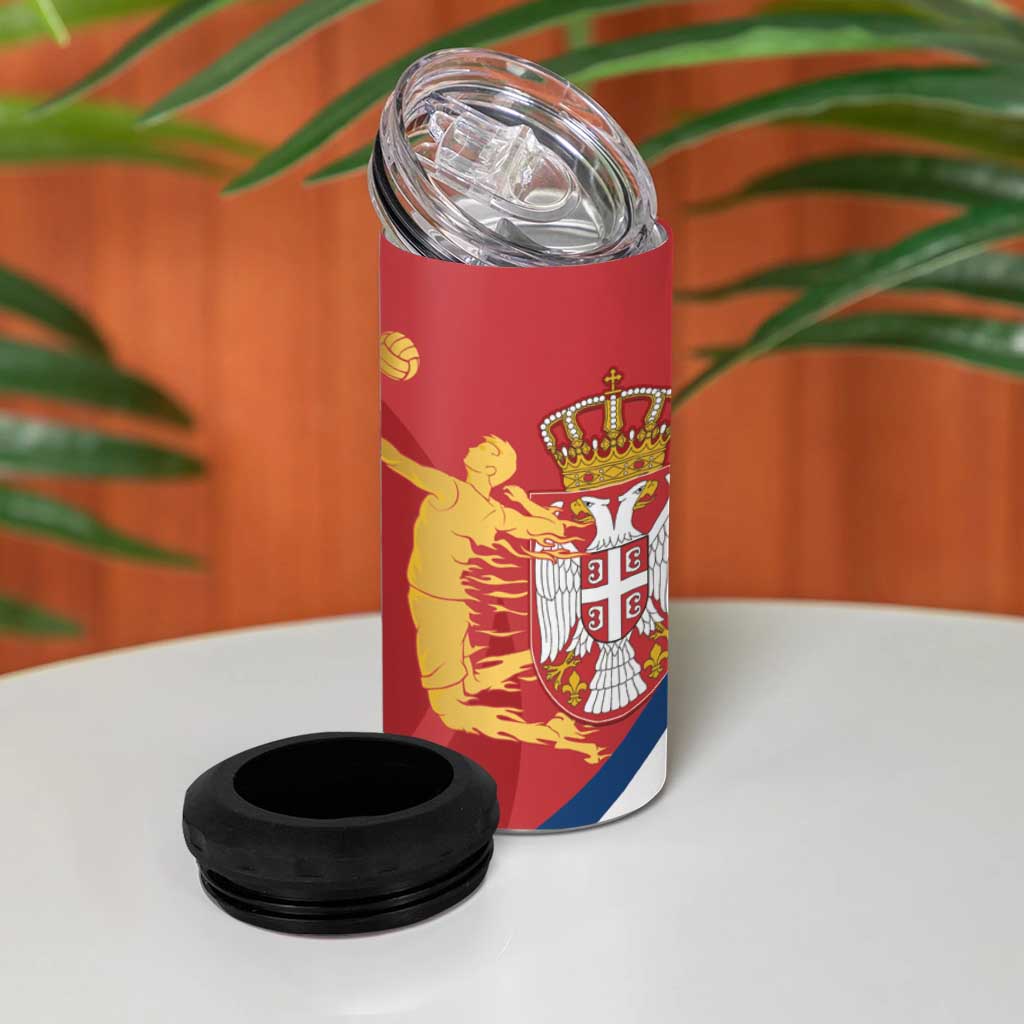 Custom Serbia Volleyball 4 in 1 Can Cooler Tumbler 2025 Go Champions LT14 - Polynesian Pride
