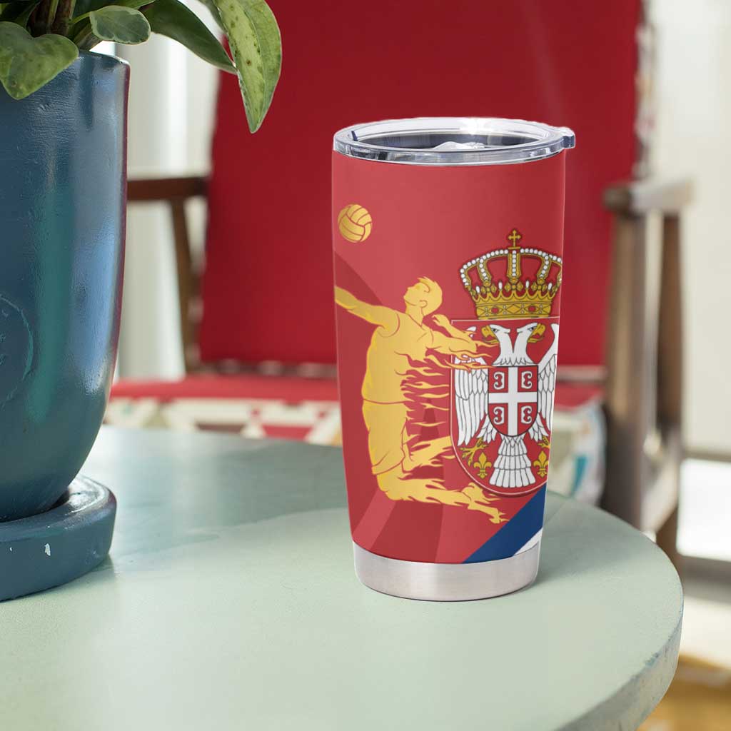 Custom Serbia Volleyball Tumbler Cup 2025 Go Champions LT14 - Polynesian Pride