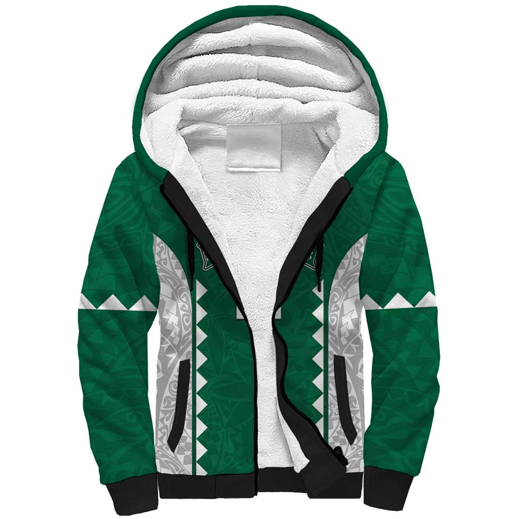 Custom Hawaii Volleyball Sherpa Hoodie Hawaiian Kakau Pattern LT14 Unisex Green - Polynesian Pride