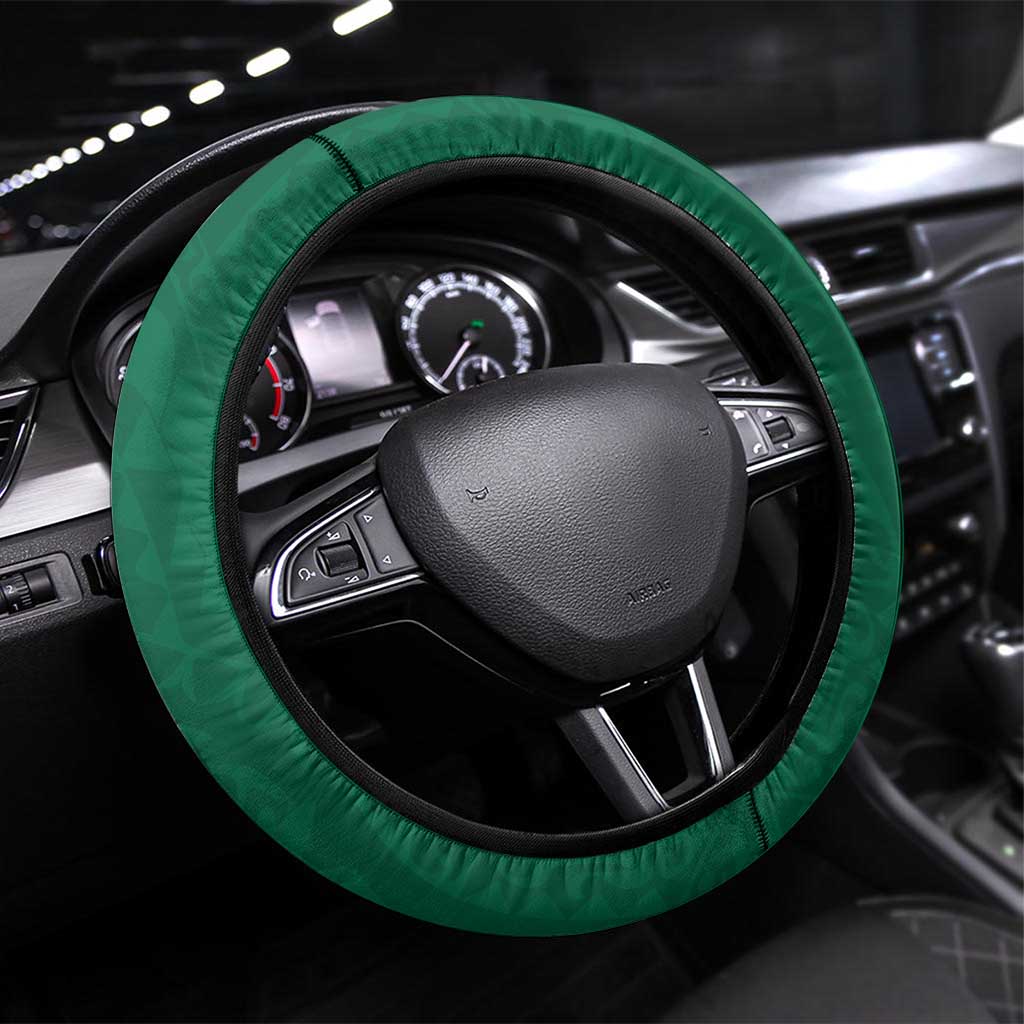 Hawaii Volleyball Steering Wheel Cover Hawaiian Kakau Pattern LT14 Universal Fit Green - Polynesian Pride