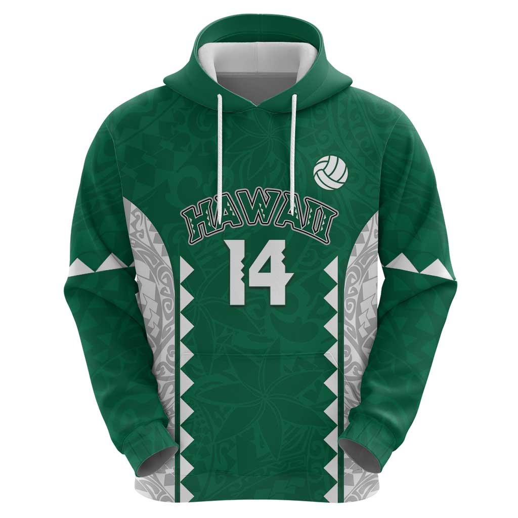 Custom Hawaii Volleyball Zip Hoodie Hawaiian Kakau Pattern