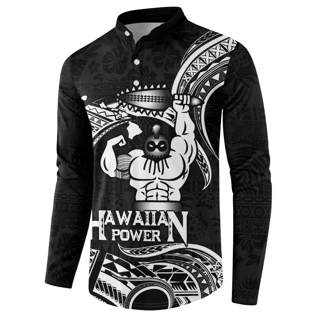 Black Hawaii Ikaika Warrior Button Sweatshirt Hawaiian Power