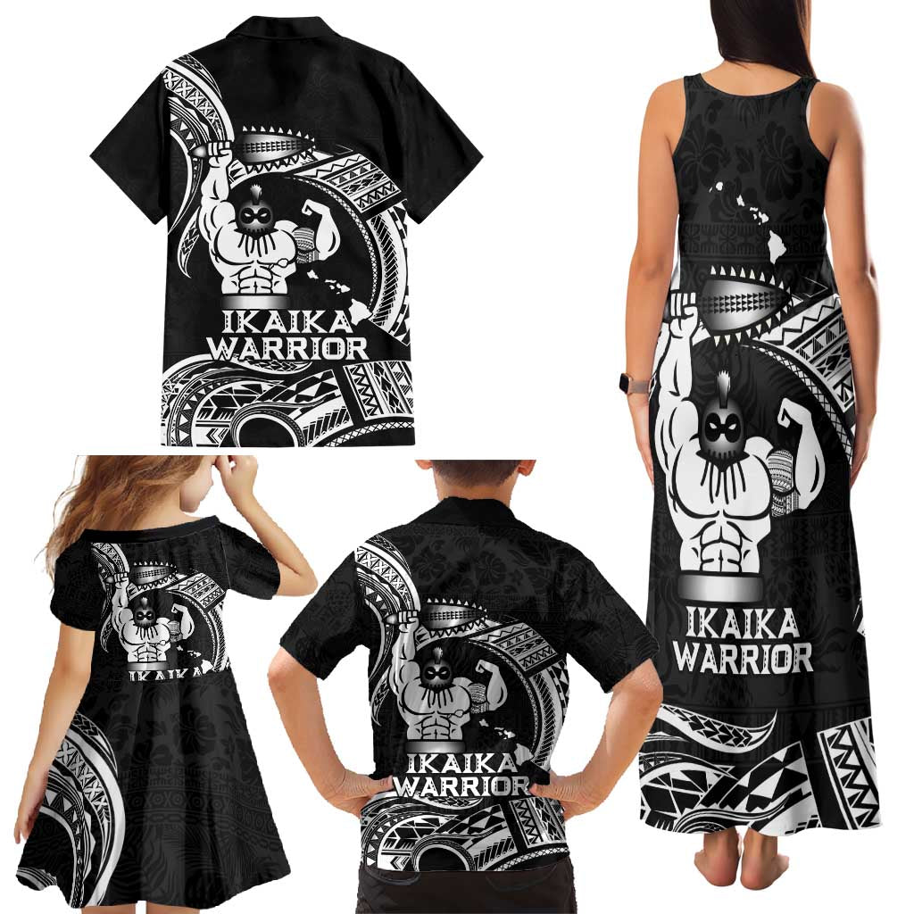 Black Hawaii Ikaika Warrior Family Matching Tank Maxi Dress and Hawaiian Shirt Hawaiian Power